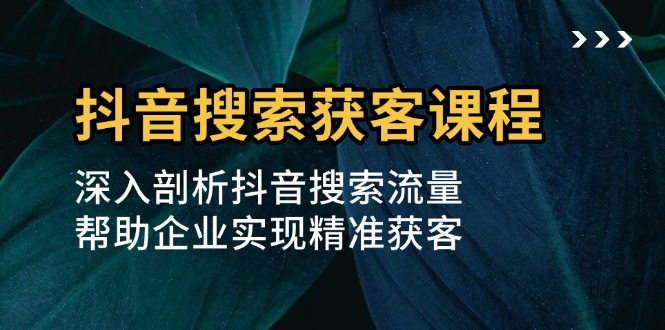 抖音搜索获客课程：深入剖析抖音搜索流量，帮助企业实现精准获客-卿云社