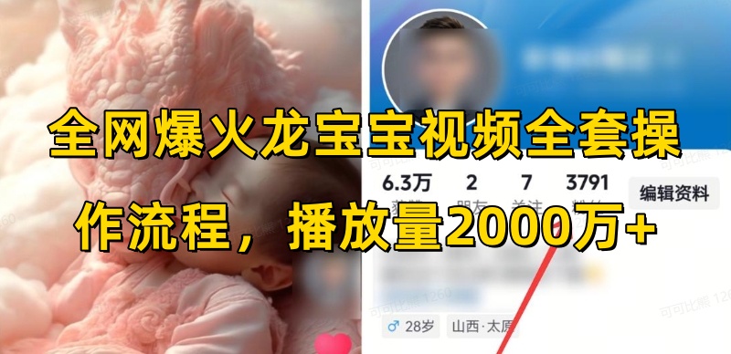 全网爆火龙宝宝视频全套操作流程，播放量2000万+-卿云社