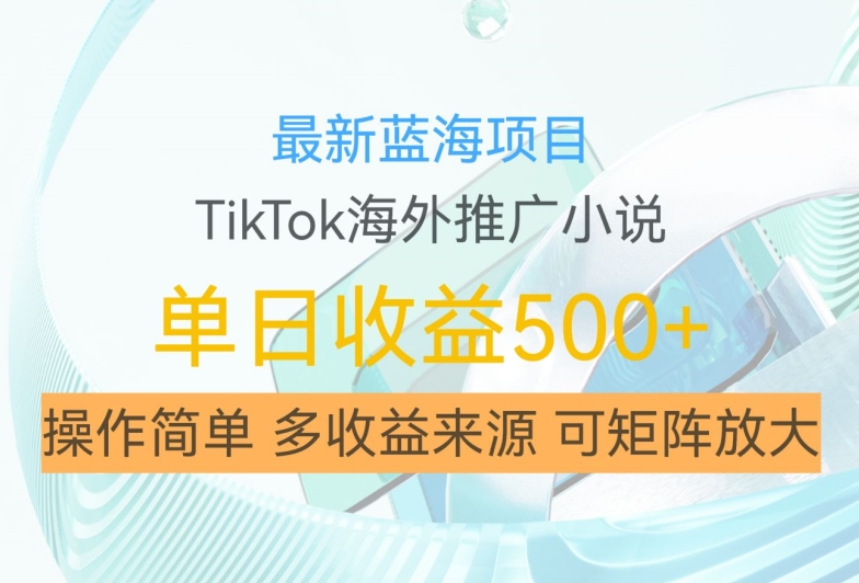 最新蓝海项目，利用tiktok海外推广小说赚钱佣金，简单易学，日入500+，可矩阵放大【揭秘】-卿云社