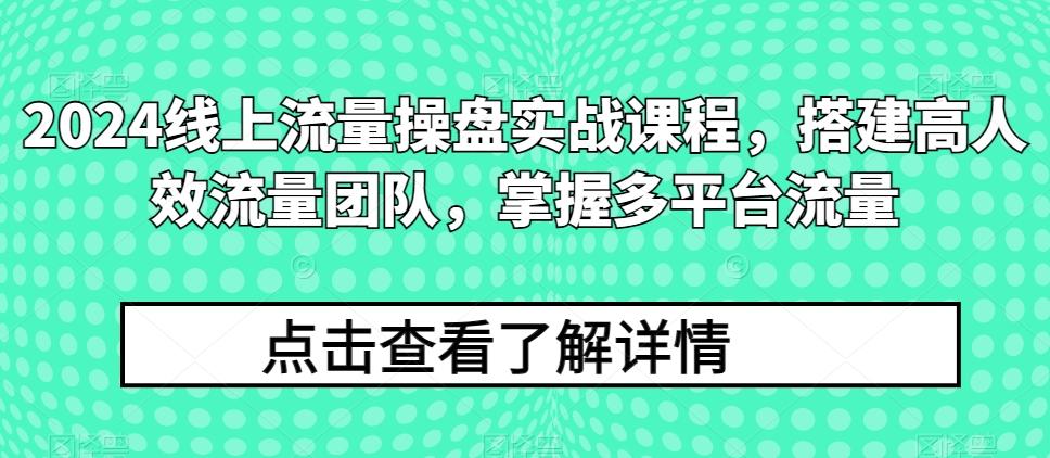 2024线上流量操盘实战课程，搭建高人效流量团队，掌握多平台流量-卿云社