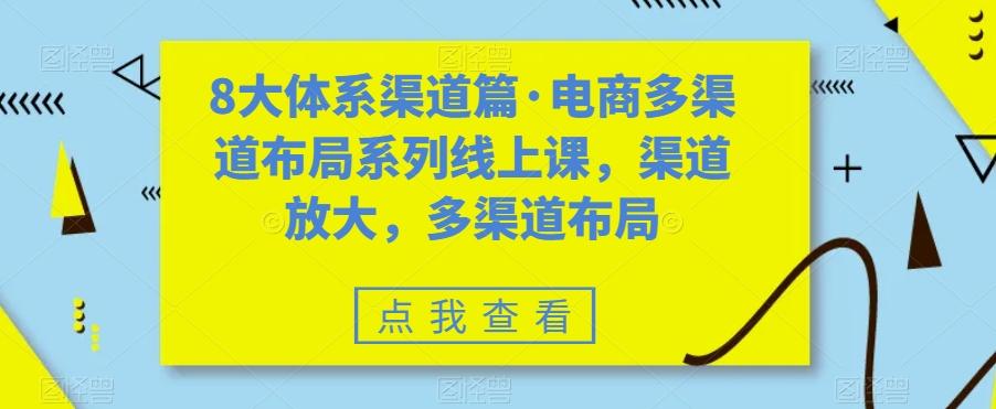 8大体系渠道篇·电商多渠道布局系列线上课，渠道放大，多渠道布局-卿云社