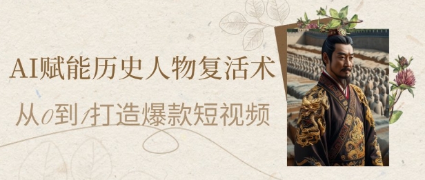 AI赋能历史人物复活术：从0到1打造爆款短视频，7天涨粉10W，小白也能月入过1W-卿云社