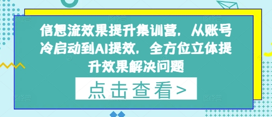 信息流效果提升集训营，从账号冷启动到AI提效，全方位立体提升效果解决问题-卿云社