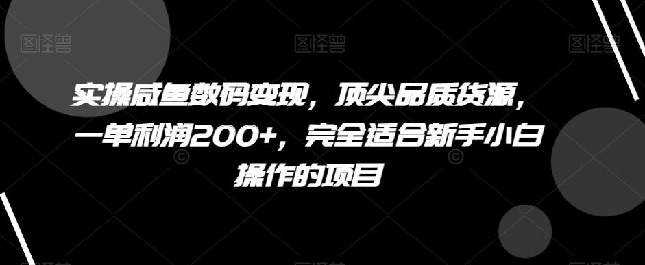 实操咸鱼数码变现，顶尖品质货源，一单利润200+，完全适合新手小白操作的项目【揭秘】-卿云社
