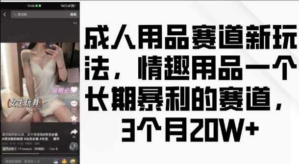 成人用品赛道新玩法，情趣用品一个长期暴利的赛道，3个月收益20个【揭秘】-卿云社