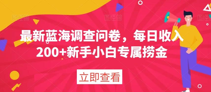 最新蓝海调查问卷，每日收入200+新手小白专属捞金-卿云社