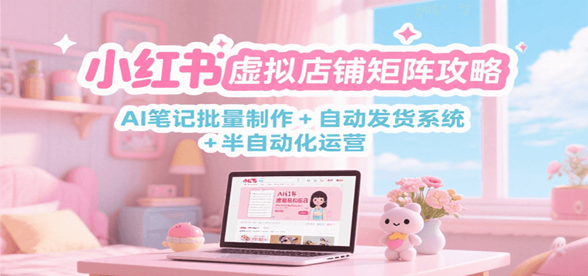 小红书虚拟店铺矩阵攻略：AI笔记批量制作 + 自动发货系统 + 半自动化运营-卿云社