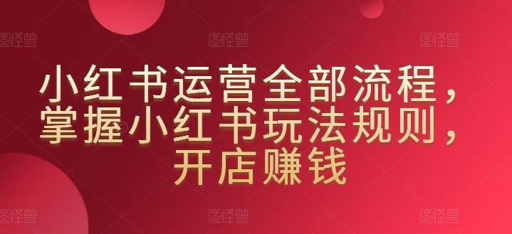 小红书运营全部流程，掌握小红书玩法规则，开店赚钱-卿云社