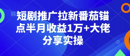 短剧推广拉新番茄锚点半月收益1万+大佬分享实操-卿云社