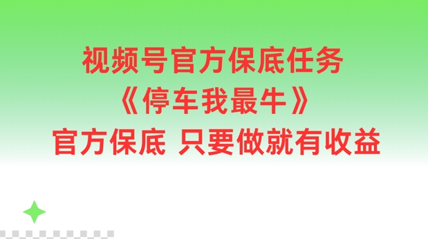 视频号官方保底任务，停车我最牛，官方保底只要做就有收益【揭秘】-卿云社