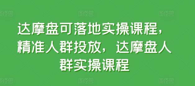 达摩盘可落地实操课程，精准人群投放，达摩盘人群实操课程-卿云社