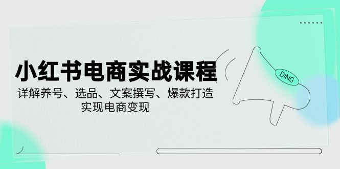 小红书电商实战课程，详解养号、选品、文案撰写、爆款打造，实现电商变现-卿云社