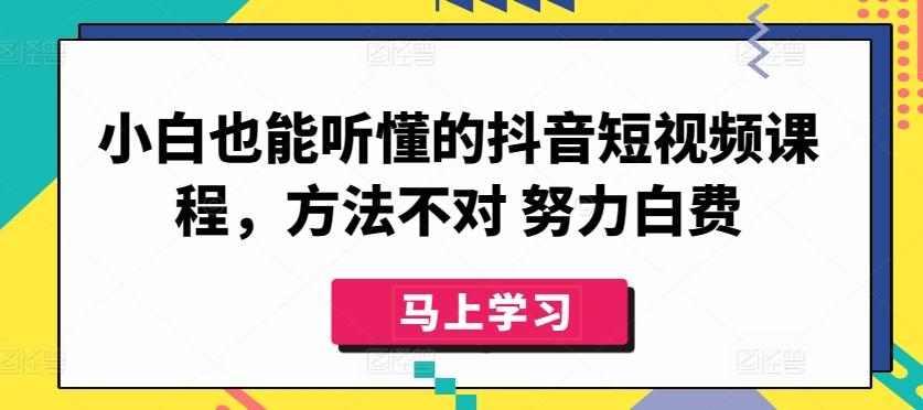 小白也能听懂的抖音短视频课程，方法不对 努力白费-卿云社