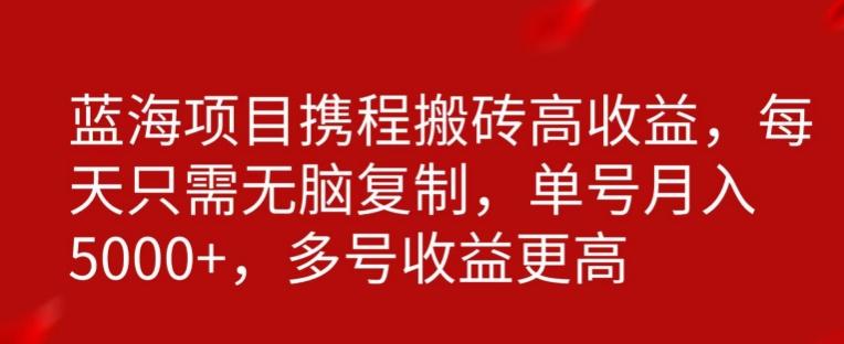 携程搬砖项目，只需每天无脑复制，月入5000+-卿云社