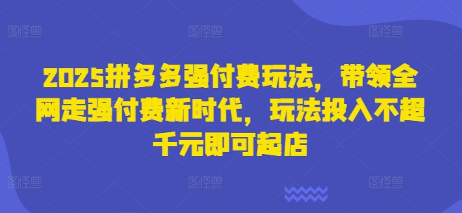 2025拼多多强付费玩法，带领全网走强付费新时代，玩法投入不超千元即可起店-卿云社