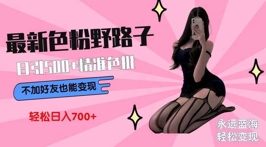 最新色粉变现野路子，日引500+老色批 可不加好友直接变现 小白轻松日入700+-卿云社