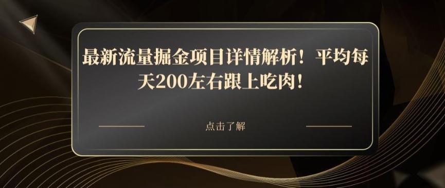 最新流量掘金项目详情解析！平均每天200左右跟上吃肉！-卿云社