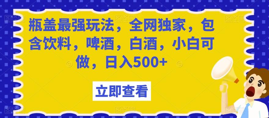 瓶盖最强玩法，全网独家，包含饮料，啤酒，白酒，小白可做，日入500+【揭秘】-卿云社