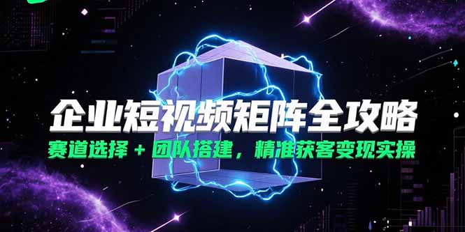 企业短视频矩阵全攻略，赛道选择+团队搭建，精准获客变现实操-卿云社