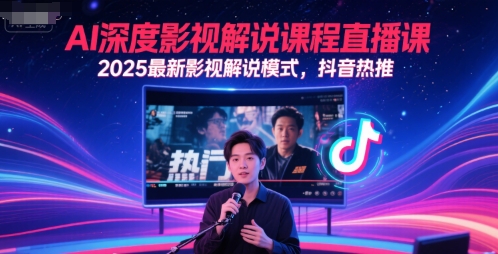 AI深度影视解说课程直播课，2025最新影视解说模式，抖音热推-卿云社