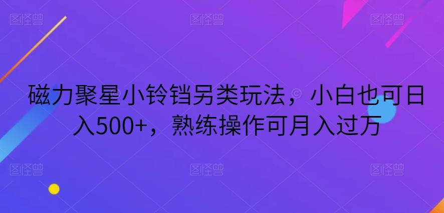 磁力聚星小铃铛另类玩法，小白也可日入500+，熟练操作可月入过万-卿云社