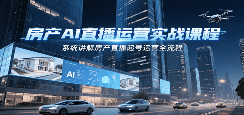 房产AI直播运营实战课程，系统讲解房产直播起号运营全流程-卿云社