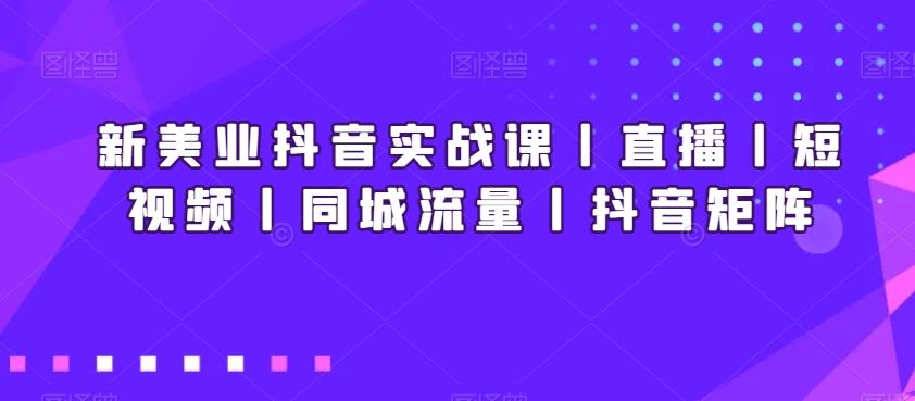 新美业抖音实战课丨直播丨短视频丨同城流量丨抖音矩阵-卿云社