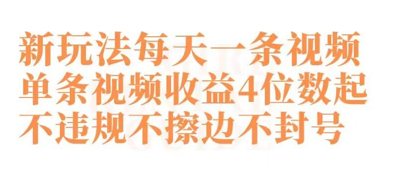 快手新玩法每天一条视频单条视频收益4位数起不违规不擦边不封号【揭秘】-卿云社