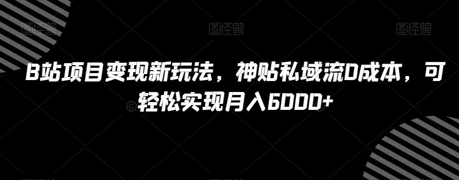 B站项目变现新玩法，神贴私域流0成本，可轻松实现月入6000+【揭秘】-卿云社