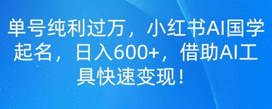 单号纯利过万，小红书AI国学起名，日入600+，借助AI工具快速变现-卿云社