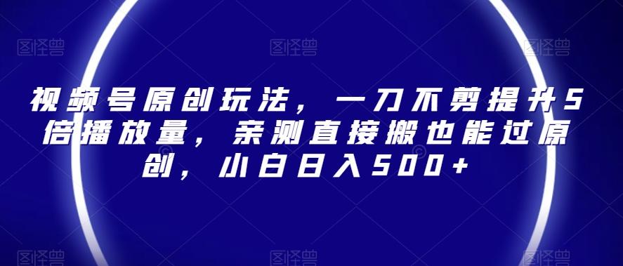 视频号原创玩法，一刀不剪提升5倍播放量，亲测直接搬也能过原创，小白日入500+【揭秘】-卿云社