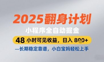 2025小程序全自动掘金，48 小时可见收益，日入8张，长期稳定靠谱，小白宝妈轻松上手【揭秘】-卿云社