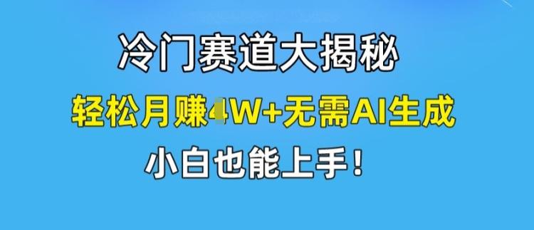 冷门赛道大揭秘，轻松月赚1W+无需AI生成，小白也能上手【揭秘】-卿云社