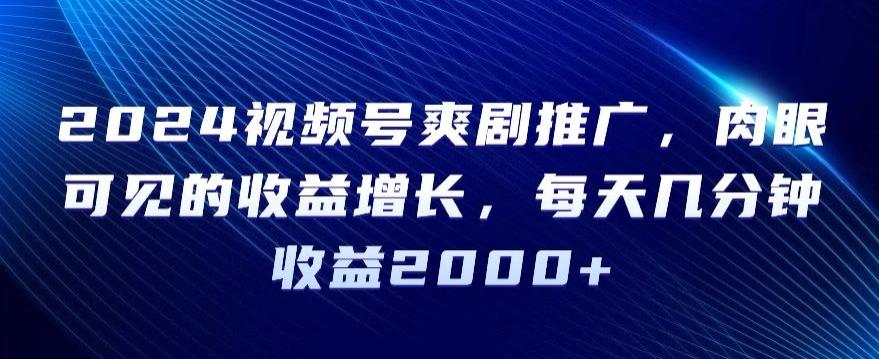 2024视频号爽剧推广，肉眼可见的收益增长，每天几分钟收益2000+【揭秘】-卿云社