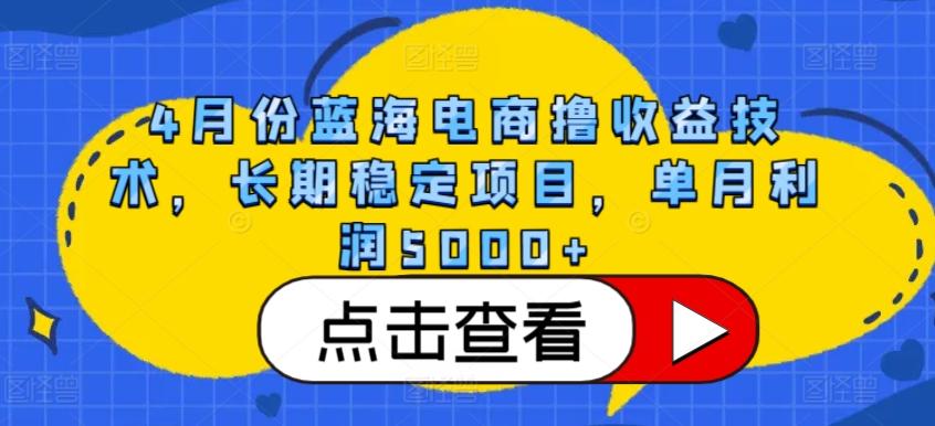 4月份蓝海电商撸收益技术，长期稳定项目，单月利润5000+【揭秘】-卿云社