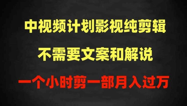 中视频计划影视纯剪辑，不需要文案和解说，一个小时剪一部，100%过原创月入过万【揭秘】-卿云社