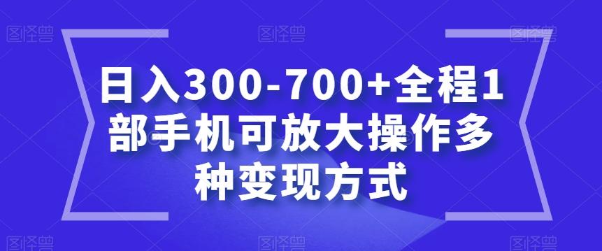 日入300-700+全程1部手机可放大操作多种变现方式【揭秘】-卿云社