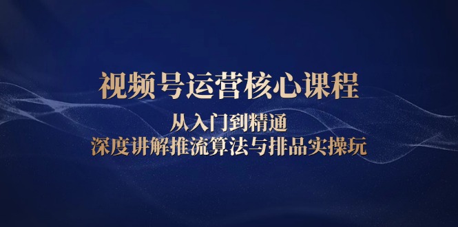 视频号运营核心课程，从入门到精通，深度讲解推流算法与排品实操玩-卿云社