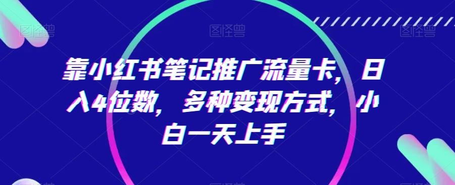 靠小红书笔记推广流量卡，日入4位数，多种变现方式，小白一天上手-卿云社