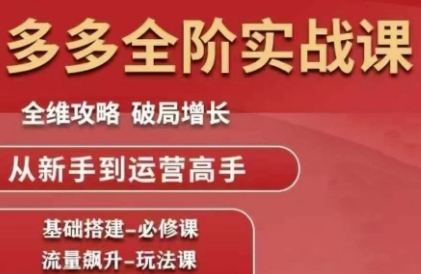 拼多多全阶实战课程，全维攻略，破局增长，从新手到运营高手-卿云社