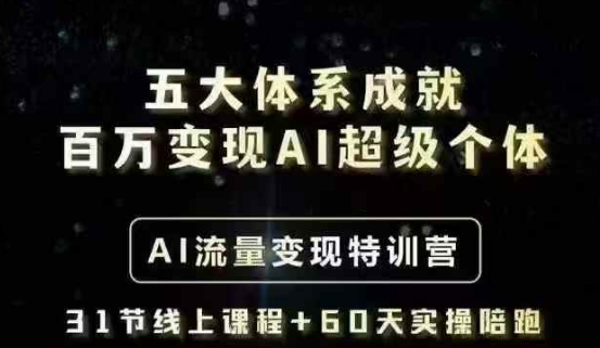 五大体系成就百万变现AI超级个体- AI流量变现特训营，一步一步教你一个人怎么年入百W-卿云社