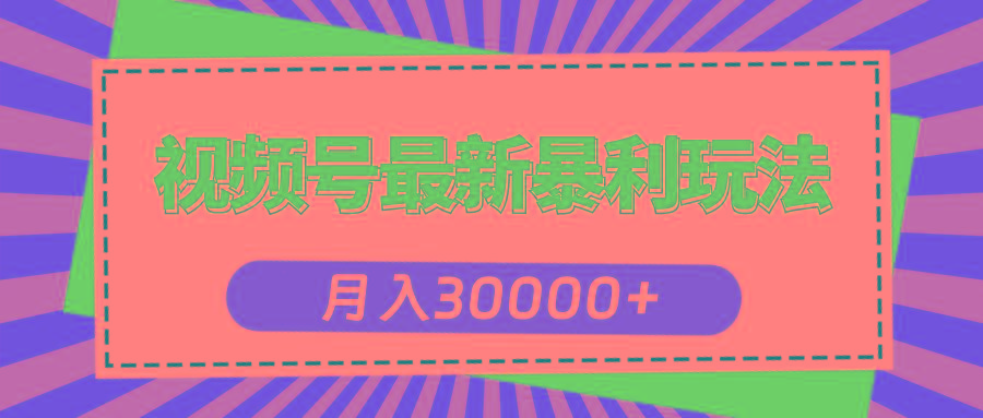 视频号最新暴利玩法，轻松月入30000+-卿云社