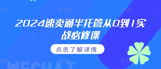 2024速卖通半托管从0到1实战必修课，掌握通投广告打法、熟悉速卖通半托管的政策细节-卿云社