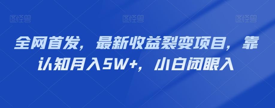 全网首发，最新收益裂变项目，靠认知月入5W+，小白闭眼入-卿云社
