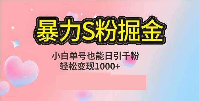 单人单机日引千粉，变现1000+，S粉流量掘金计划攻略-卿云社