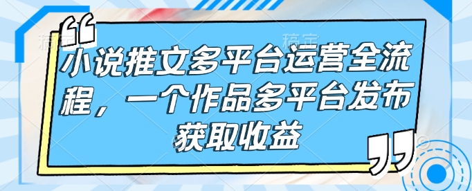 小说推文多平台运营全流程，一个作品多平台发布获取收益-卿云社