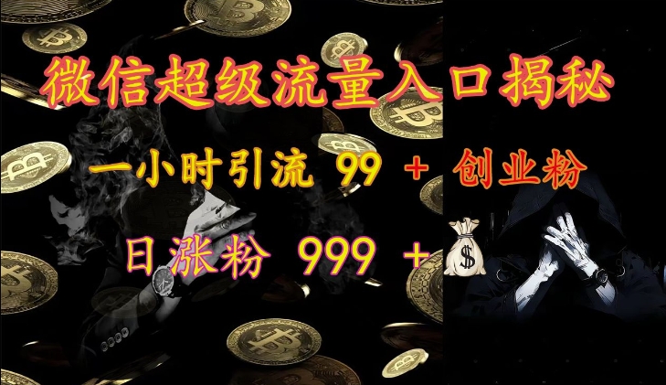 微信超级流量入口揭秘：一小时引流 99 + 创业粉，日涨粉 999 +-卿云社