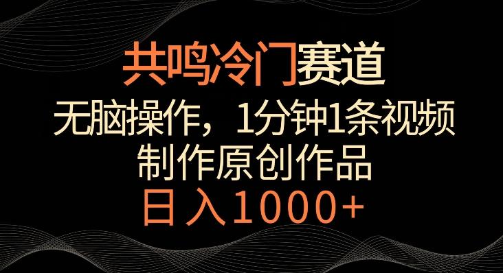 共鸣冷门赛道，无脑操作，一分钟一条视频，日入1000+【揭秘】-卿云社
