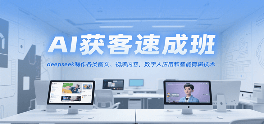 AI获客速成班，deepseek制作各类图文、视频内容，数字人应用和智能剪辑技术-卿云社
