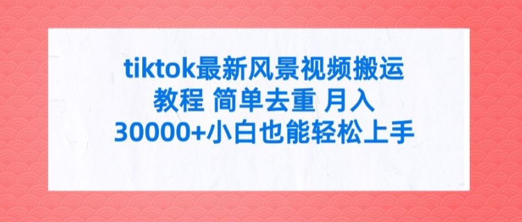 tiktok最新风景视频搬运教程 简单去重 月入3W+小白也能轻松上手【揭秘】-卿云社